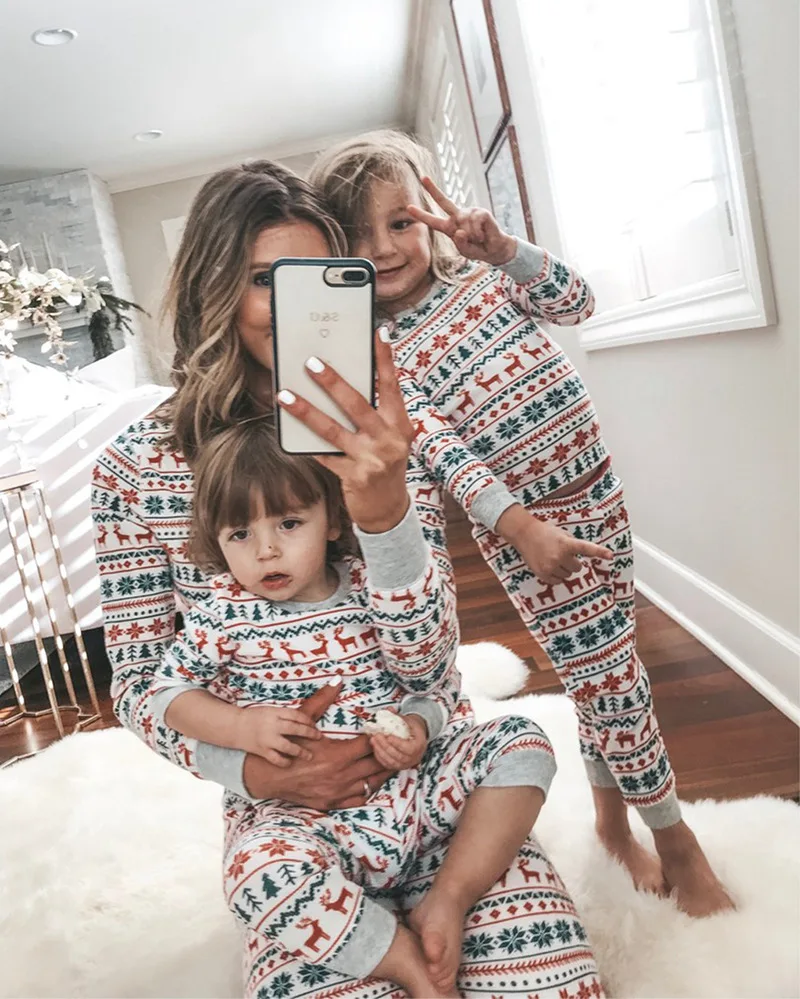 Conjunto de pijamas navideños a juego para la familia, ropa de dormir suave con estampado de alce, Pelele de 2 piezas, aspecto familiar, regalo de