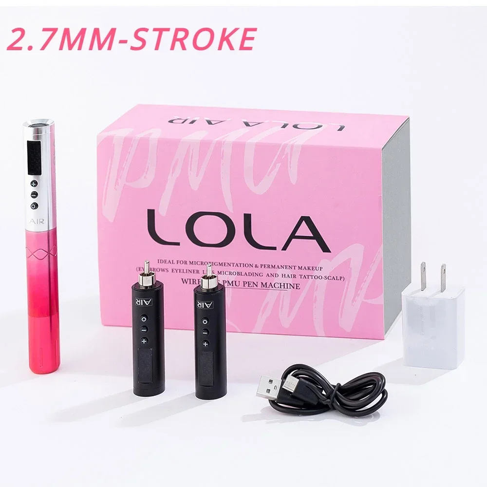 2.7mm stroke EZ POPU Lola air battery power tattoo pen machine pmu permanent makeup machine wireless with 3 batteries power pack