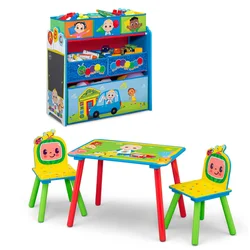 4-Piece Toddler Playroom Set by Delta Children – Includes Play Table with Dry Erase Tabletop and 6 Bin