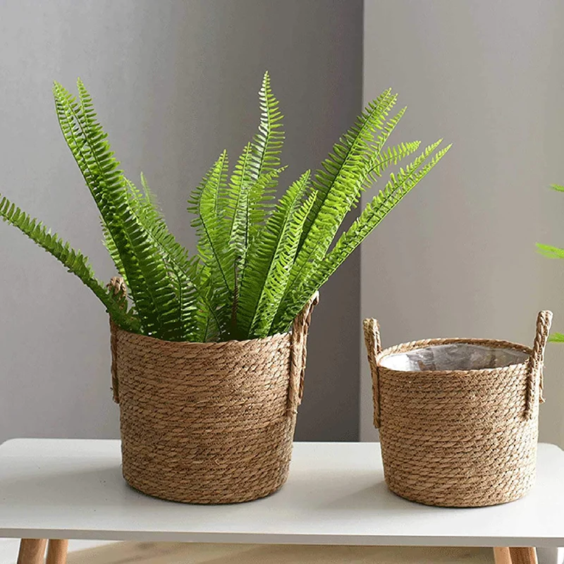 

Nordic Extra Large Straw Flower Pot Seaweed Storage Basket Potted Green Plant Flower Basket Hand Woven Floor Indoor Flower Pot