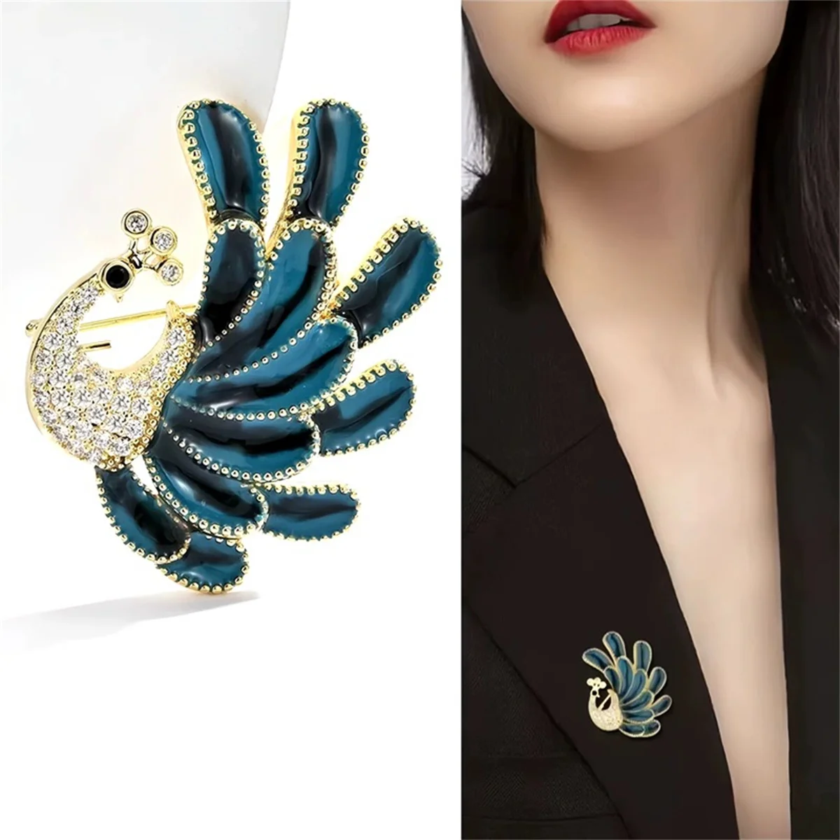 Peacock Brooch Exquisite Retro Pin Luxurious Personality Magnificent Jewelry Accessories Fashionable Party Banquet Charm Gift