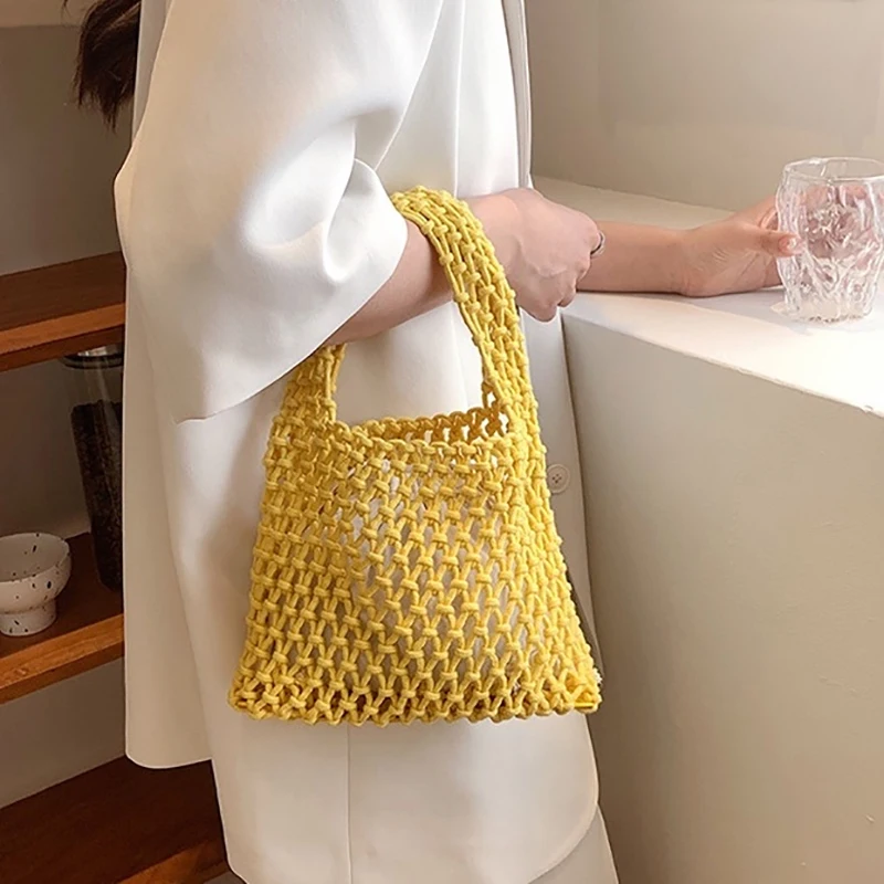 Women's Summer Grass Rope Hollow Hand Knitted Hollow Knitted Handbag