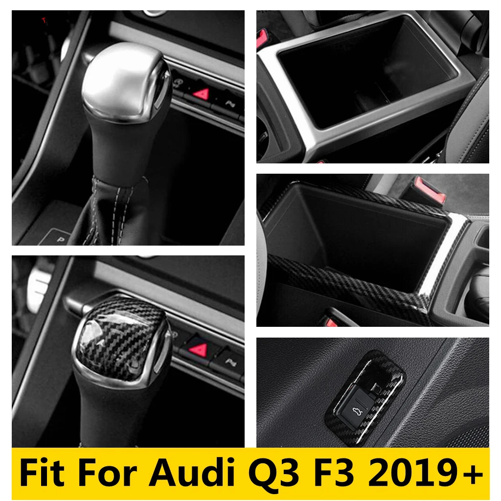 

Gear Shift Head Knob Central Console Water Cup Holder Rear Trunk Switch Control Button Cover Trim Fit For Audi Q3 F3 2019 - 2024