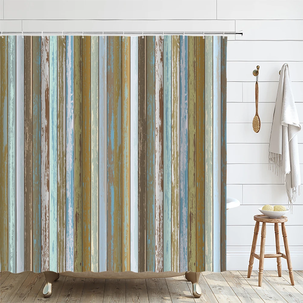 Rustic Wood Plank Shower Curtain for Bathroom Old Wooden Board Barn Wood Country Farmhouse Bath Curtain Waterproof Accessories