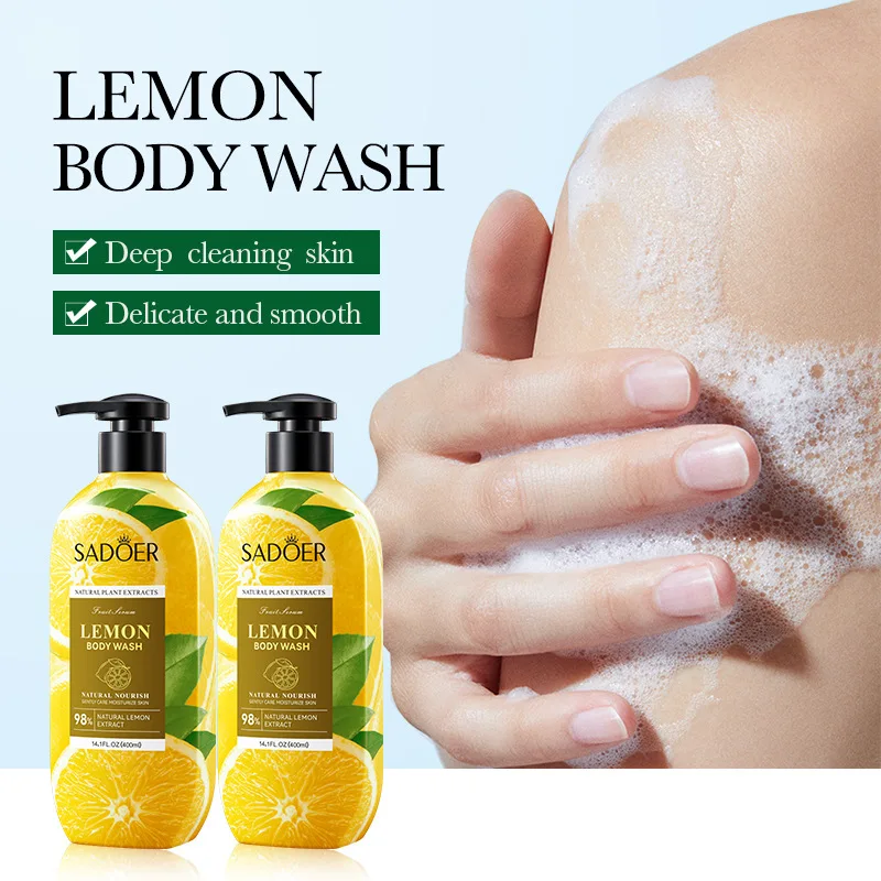 Lemon shower gel for warming and exfoliating body cleansing Brighten skin tone Skin care