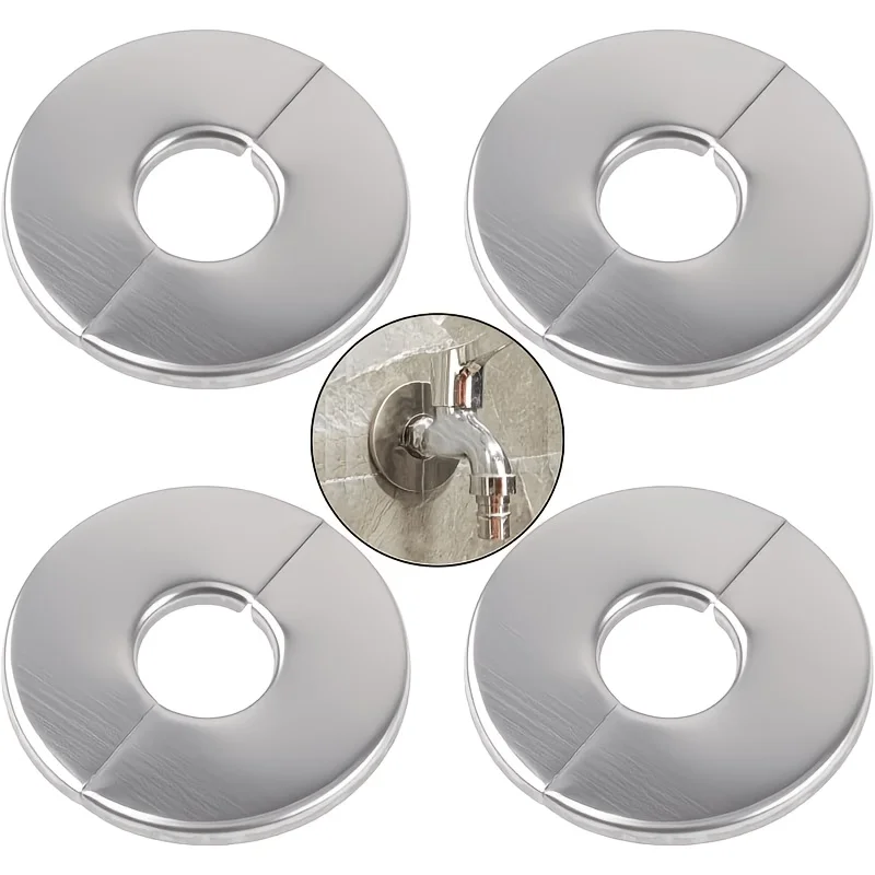 

6pcs Self-Adhesive Stainless Steel Faucet Decorative Cover Shower Chrome Finish Water Pipe Wall Covers Bathroom Accessories