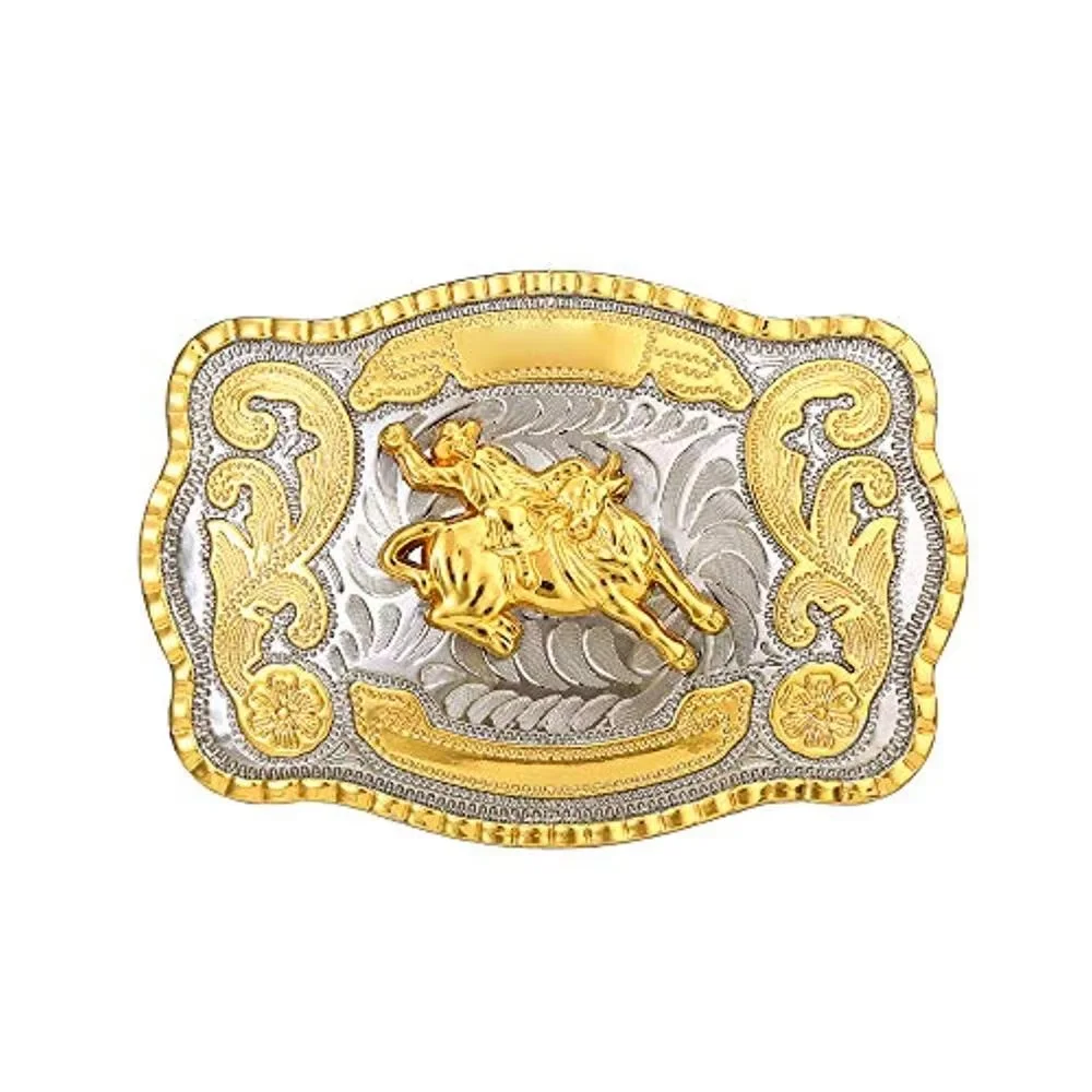 Biger ゴールドシルバー長方形テキサスフライングイーグルバックル男性用ヴィンテージウエスタンカウボーイバックル合金
