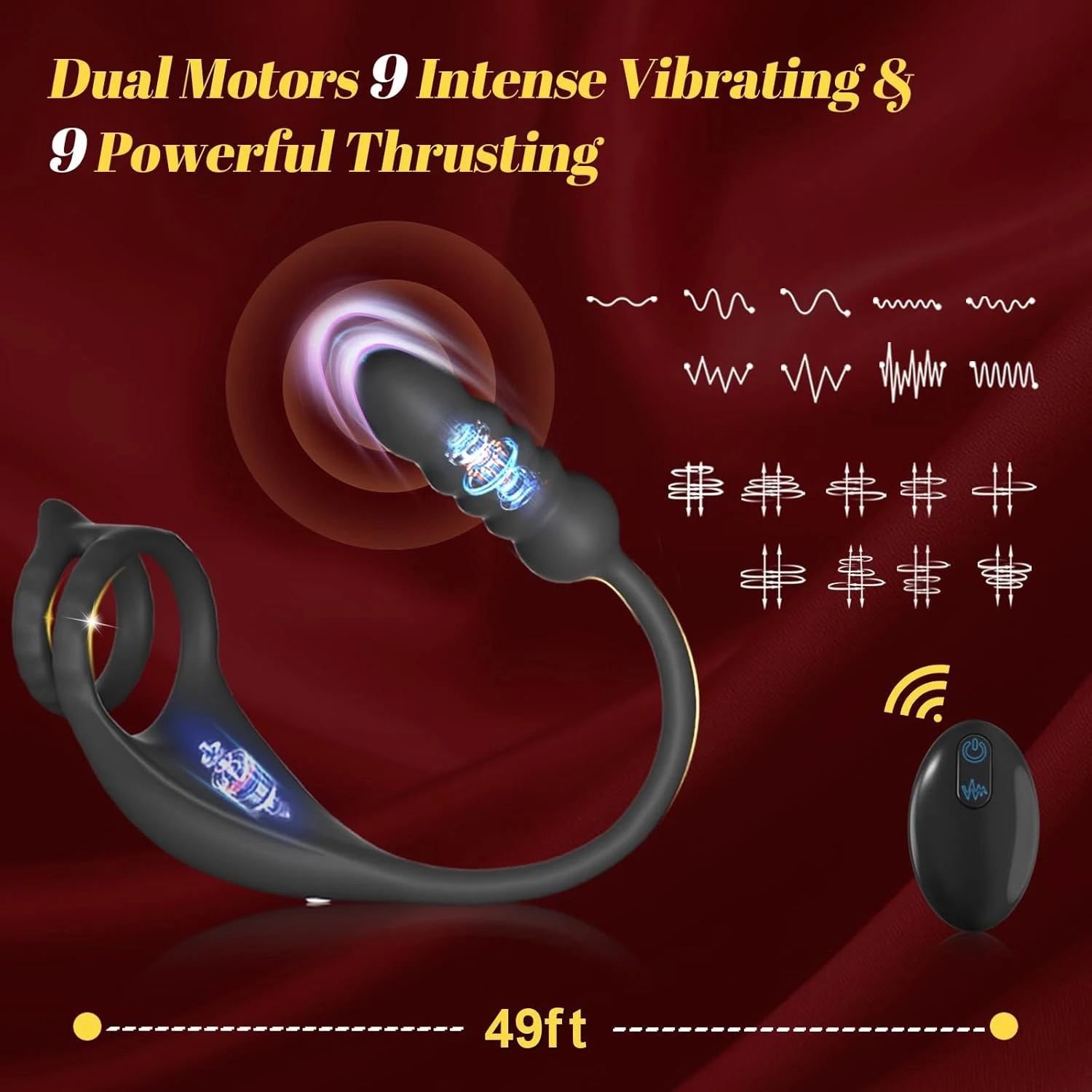Thrusting Prostate Massager Adult Sex Toy Vibrating Cock Ring Taint Stimulator Male Anal Dildo Vibrator Remote Control Butt Plug view 4