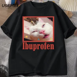 Ibuprofen Cat Meme Tshirt Funny Cat Graphic Tee Cute Cat Lover Cotton T-Shirt Casual Funny T Shirts Unisex Oversized Tshirt Tee