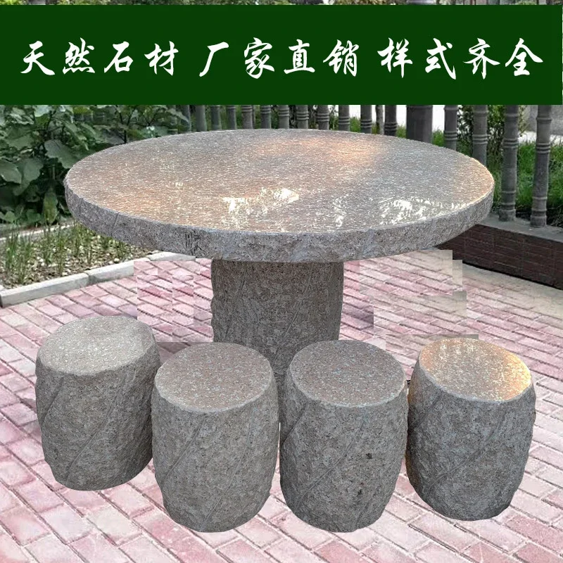 stone Customized  table  bench granite circular  table natural outdoor courtyard home villa garden park  tab