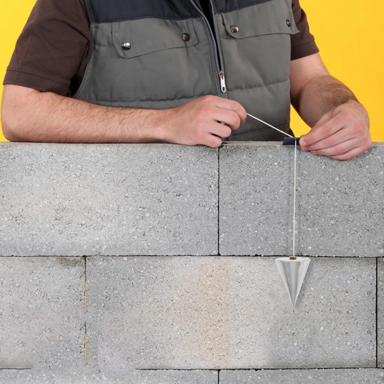 Marteau à ligne verticale en acier, outil de mesure suspendu pour chantiers de construction, rénovation de bâtiments, travail du bois, alignement précis du plomb.