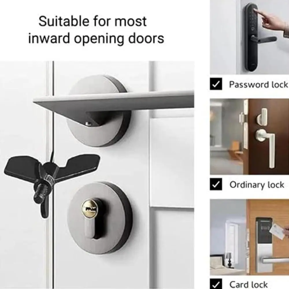 Adjustable Travel Door Lock Portable Heavy Duty Door Stopper Stainless Steel Lightweight Butterfly Door Stopper for Travel Hotel