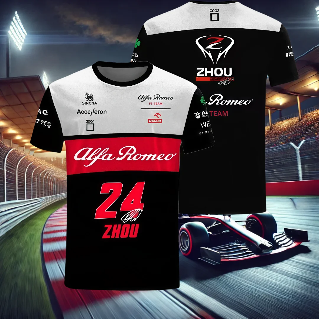 F-1 سباق روميو 77 فريق 24 تاج الريش Hor ثلاثية الأبعاد مطبوعة التدريب الرياضي أفضل مروحة جيرسي للبالغين والأطفال صيف 2025