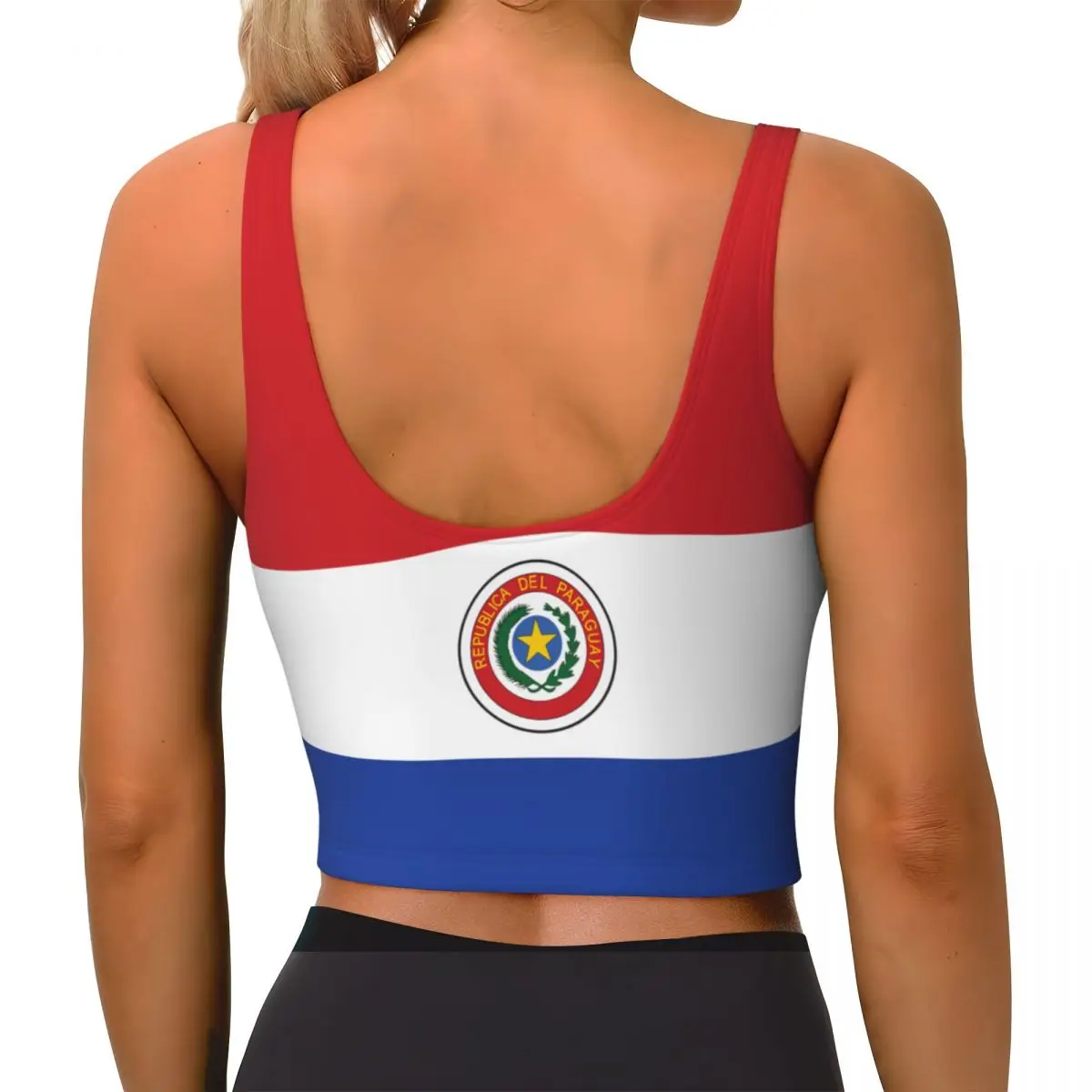 Yoga Vest Women Gym Sports Crop Tops Paraguay Flag Streetwear Workout Breathable Tank Top Female