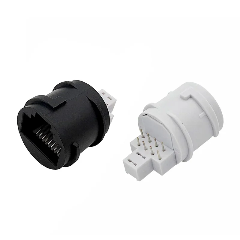 

Round waterproof network connector RJ45 Female pcb connector DIP The outer diameter of the waterproof 8P8C network port is 17.2m