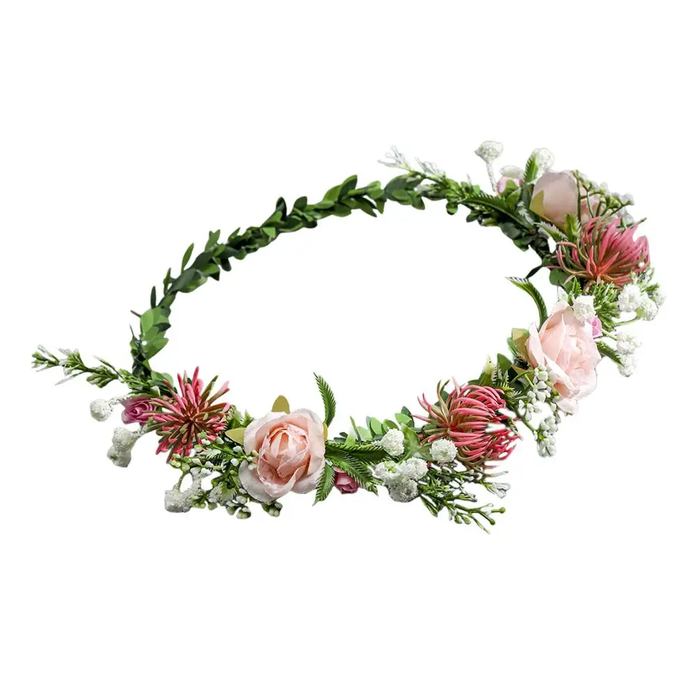 

Flower Crown Hair Wreath Simulation Fairy Headband Flower Headband Floral Bridal Wedding Party Photo Accessory