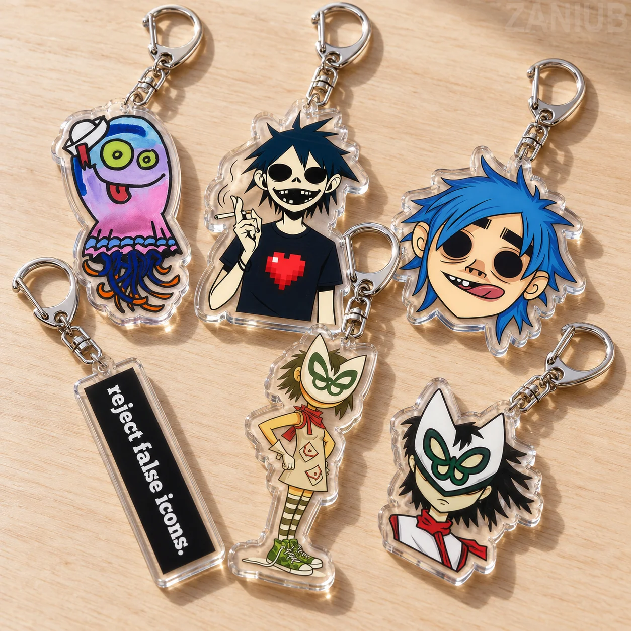 Virtual Rock Band Keychains for Accessories Bag Charm Reject False Icons Plastic Beach Noodle Jewelry Key Chain Keyrings Gifts