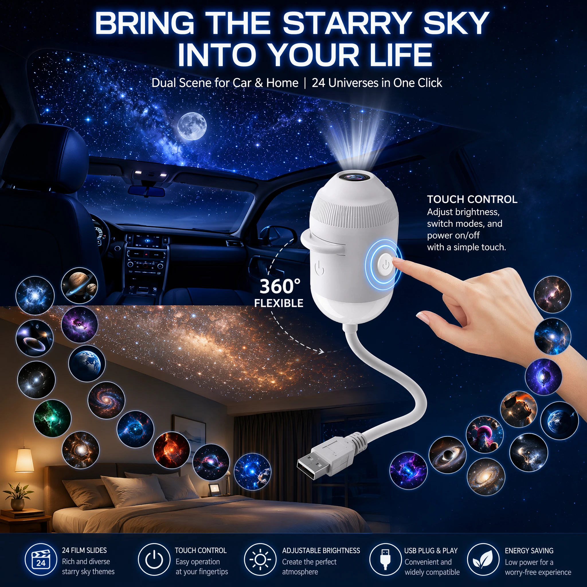 USB Yıldız Projektör Lambası 2 - Star Projector Night incelemesi ve fiyatı