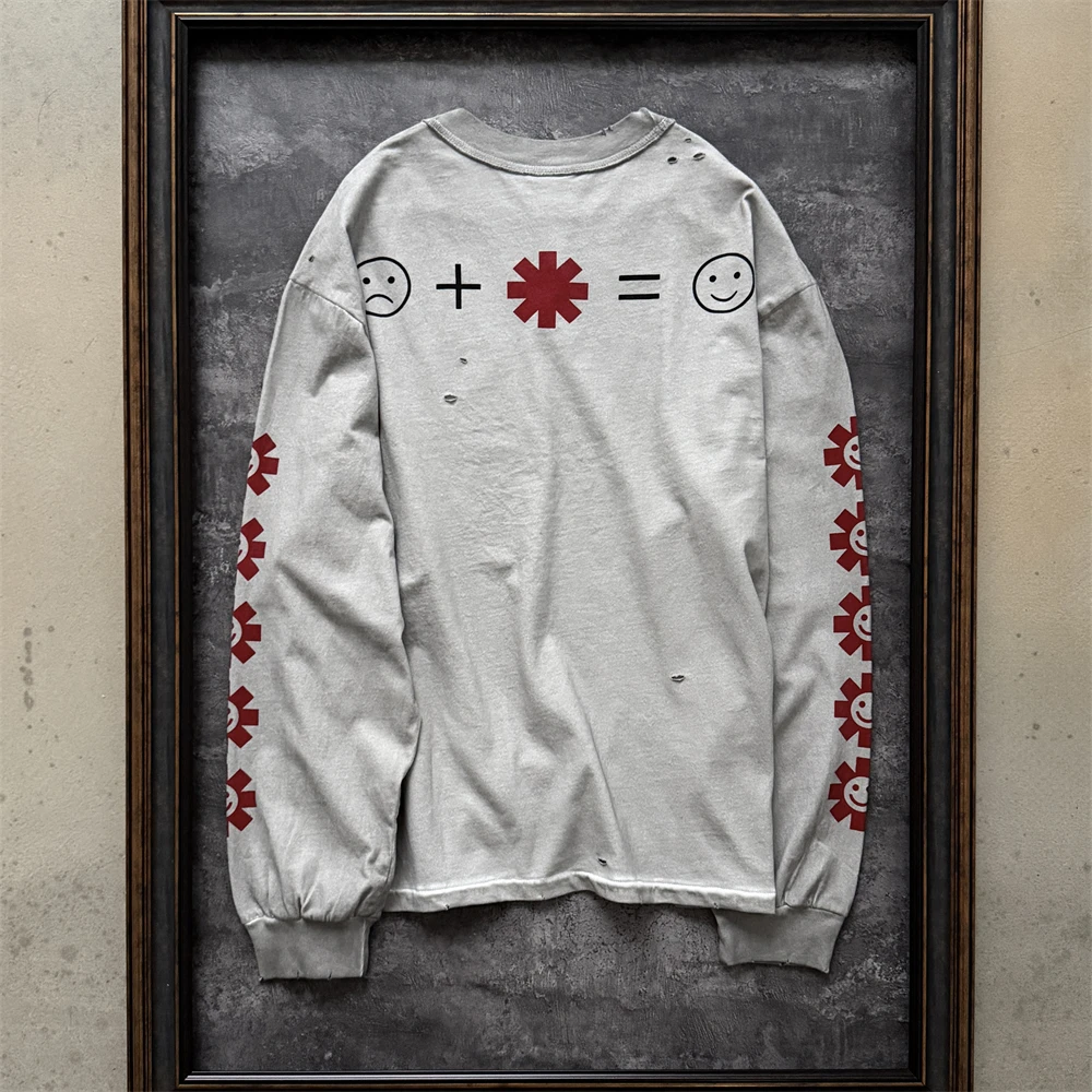 Washed RHCP RED HOT CHILI PEPPERS Saint T-Shirt Men Women CHOOSE NOT A LIFE OF IMITATION Long Sleeves T Shirt Tee Tops