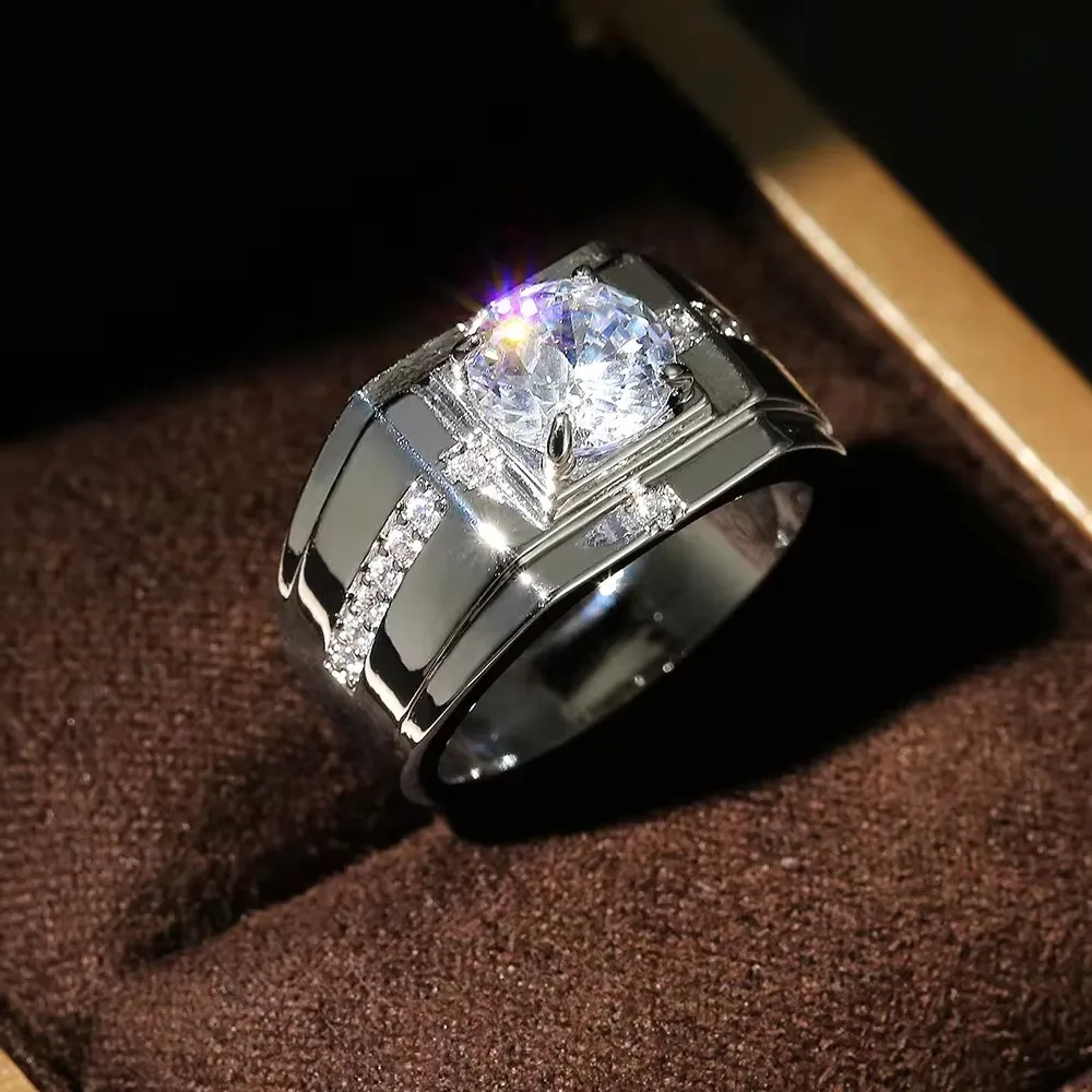 Huitan wunderschöne Männer Eheringe brillante kubische Zirkon edle Accessoires für männliche klassische Schmuck marke Luxus Verlobung sring