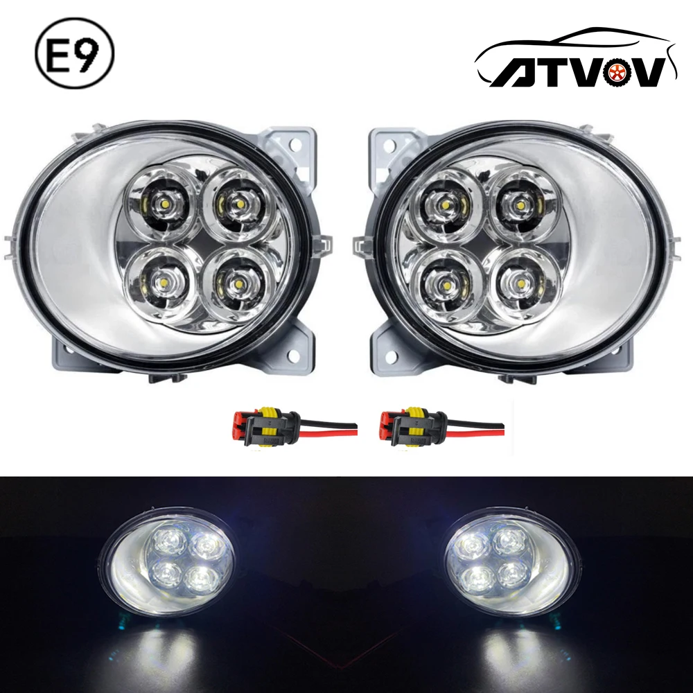 ATVOV Pair 24V LED Fog Light Daytime Running Lamp Plug 1931614 1931613 For Scania P G R T Series G440 G450 P380 P410 R450 R620