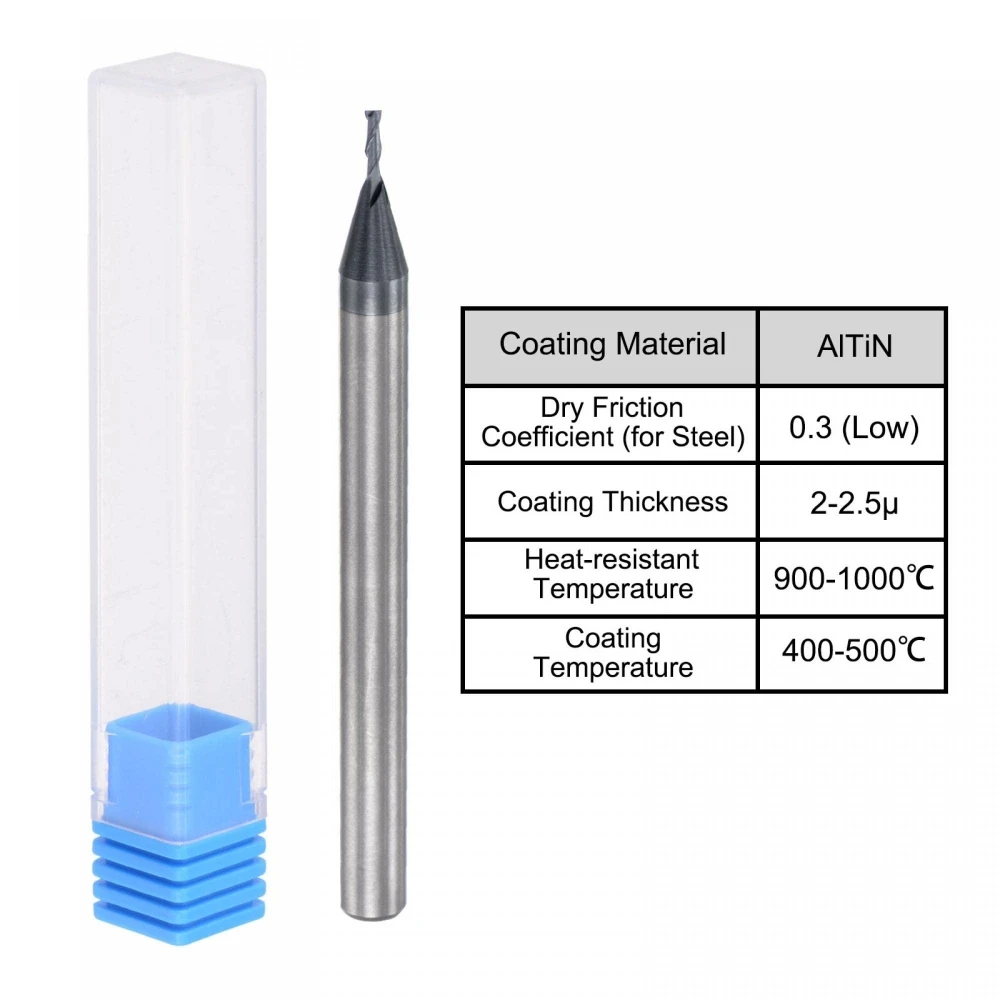 HRC45 50mm Length 2mm Shank Dia Solid Carbide CNC Router Bits 2 Flute Spiral Milling Cutter Square Nose End Mill