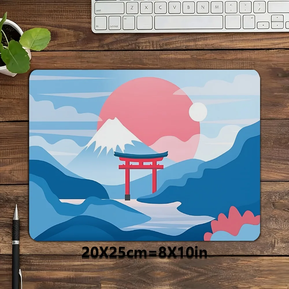 

Мини-коврик для игровой мыши с рисунком гор Фудзи и храма Тории, резиновый, нескользящий, для ПК и настольных компьютеров