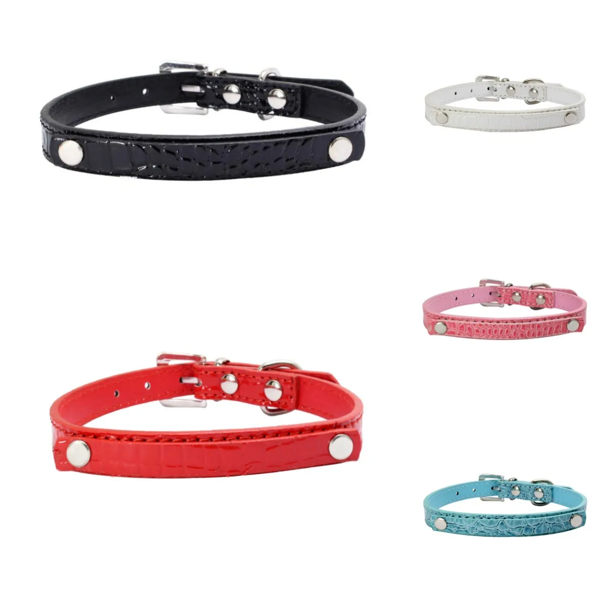 

20pc/lot Crocodile pet collars cat dog collar with 10mm belt name personalized fit for 10mm diy slide letters charms