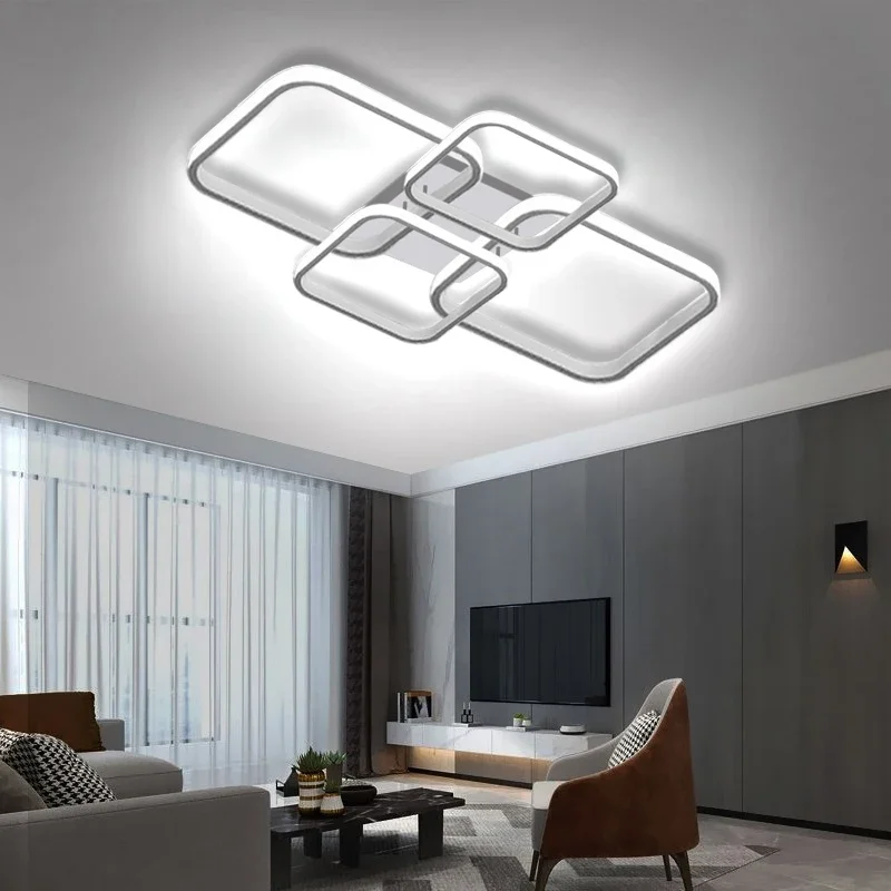 Modern LED Ceiling Light 4 Rings Black White Home Decor Lamp For Bedroom Living Room Restaurant Hotel Indoor Led Lighting Lustre