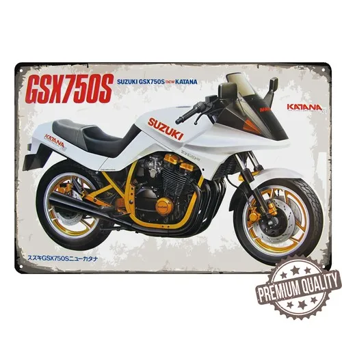 Gsx750s katana Motorcycle Metal Poster - Tin Sign Size: 20x3