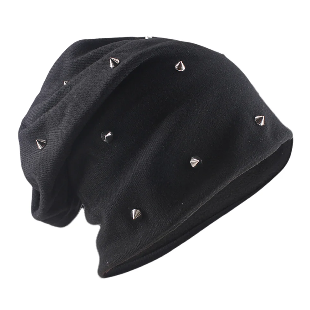 Casual Adult Witer Warm Beanies Skullies Fashion Men Women Outdoor Hip Hop Rivet Beanie Soft Solid Beauty Hat Gorras Sport Hats