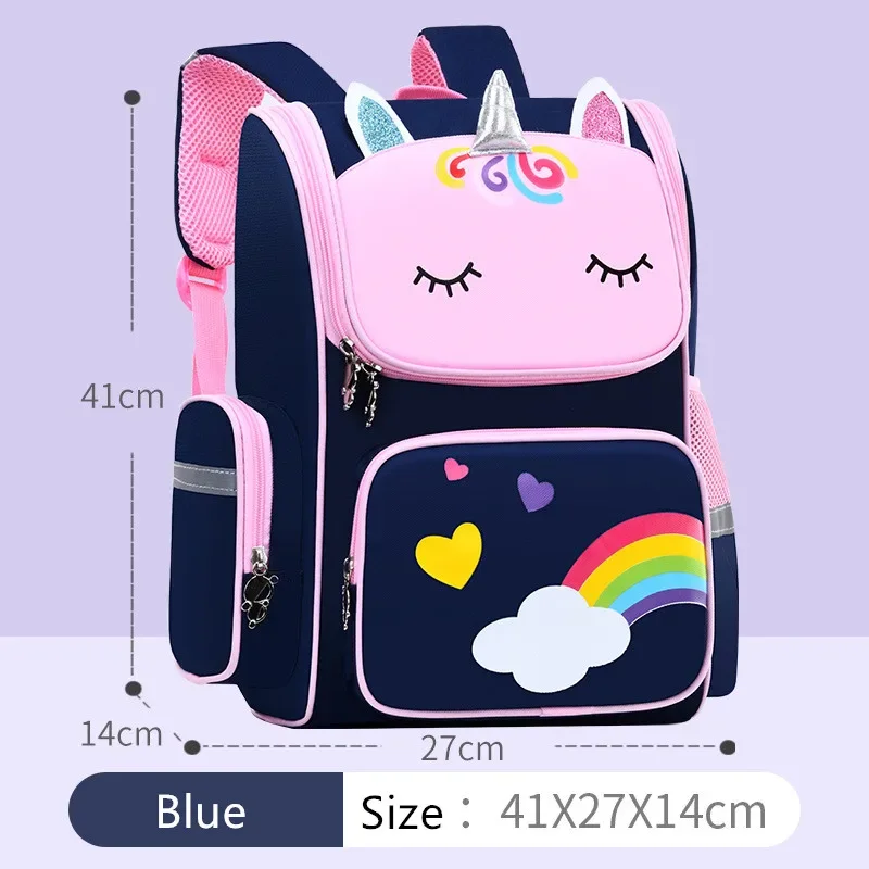 Pink Purple Rainbow Schoolbag Cute Cartoon Kids School Bags for Girls Primary School Backpack Student Book Bag Children's Gift