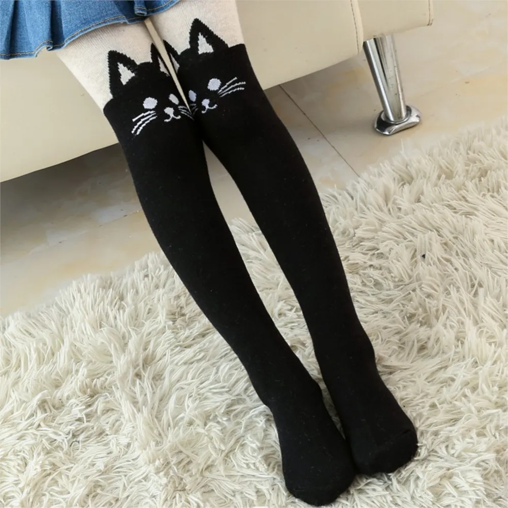 

Spring Autumn period Leggings Cartoon Splicing Children Pantyhose Girls Boneless Cartoon Cat Head Rabbit Render Pantyhose