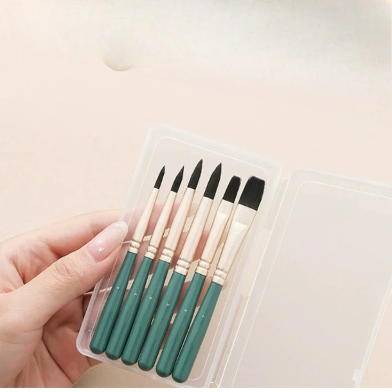 6 Mini Short Nylon Art Brushes Watercolor Paint Brushes Kit for Digital Oil Painting DIY Pigment Coloring Craft