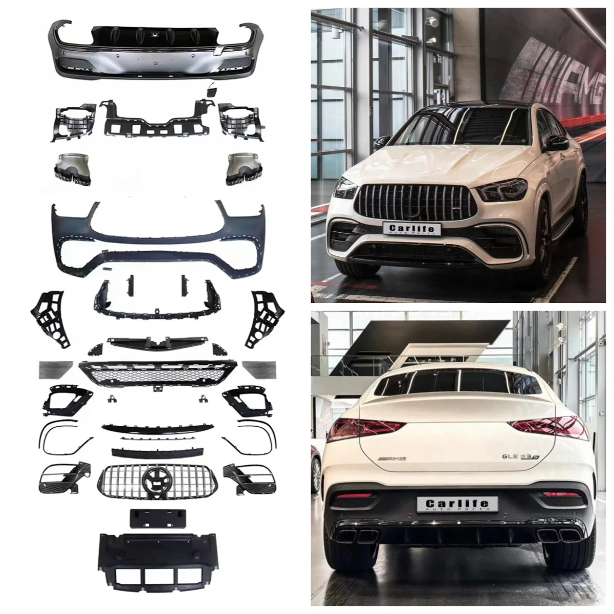

Body Kit for Mercedes Benz GLE 2020 C167 Upgrade to GLE63 Coupe AMG Style Including Front Rear Bumper Tail Lip and Tail Exhaust