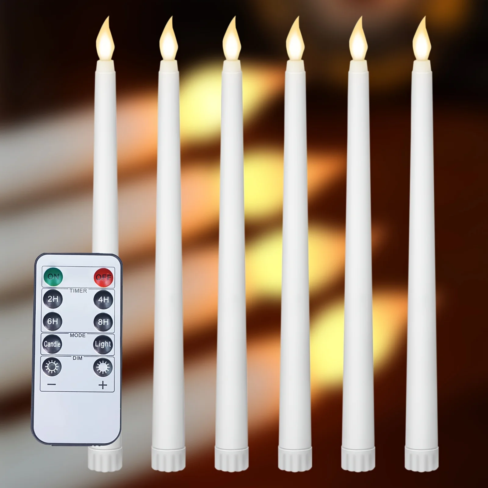 

6/12pcs LED Flameless Taper Candles Flickering Electric Long Candle Light Dinner Candle Candlesticks Decor Party Wedding Home