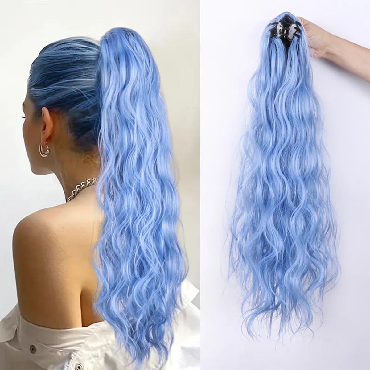 

Заколка для волос с имитацией хвоста, длинная заколка для волос с искусственными кудрями, парик-хвост