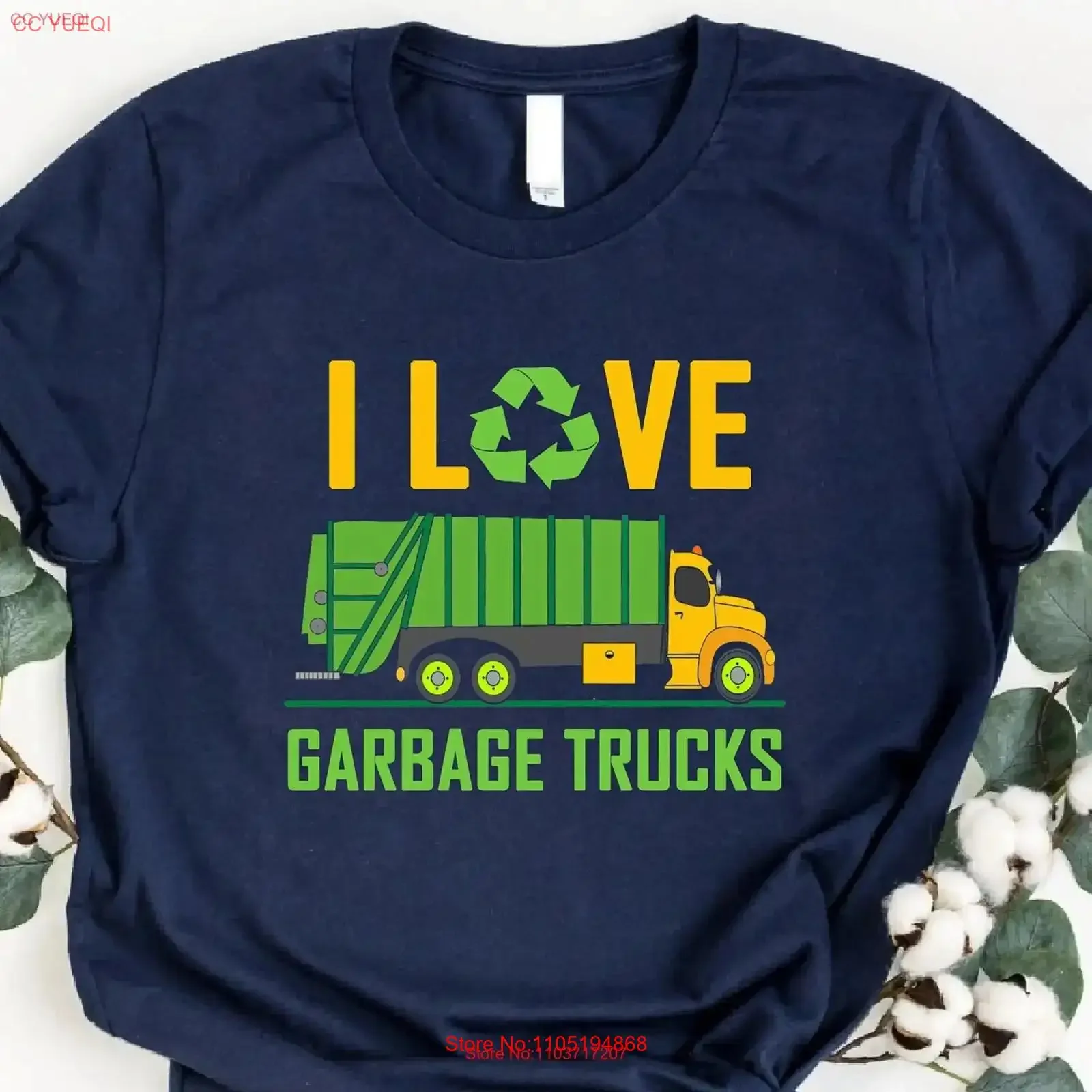 I Love Garbage Trucks T Shirt Trash Truck Driver Green Dump Recycling Rubbish vintage Washed Versatile Breathable Comfortable