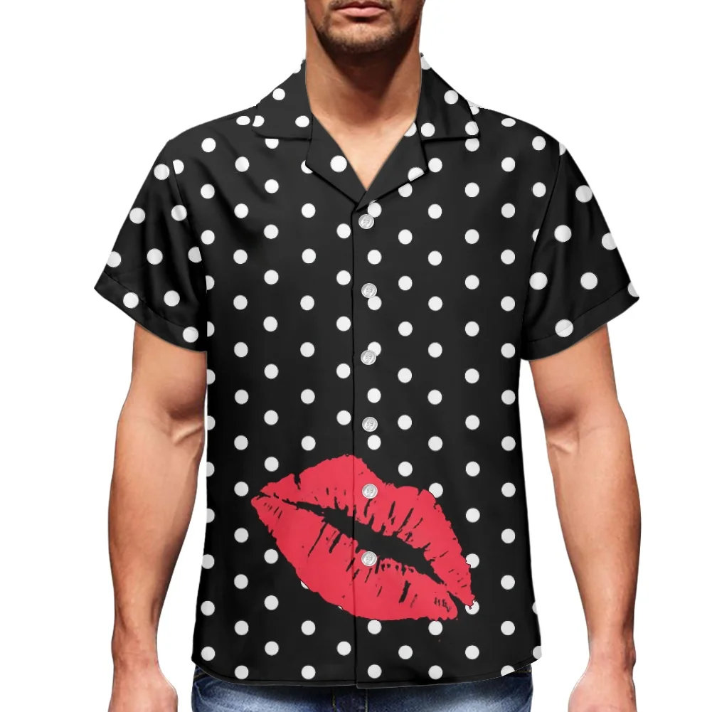 Black Kiss Print Mens Shirt Vintage White Beach Summer For Couple Clothes Harajuku Blouse Boy 2XS-5XL 2022 Chemise Blanche Homme