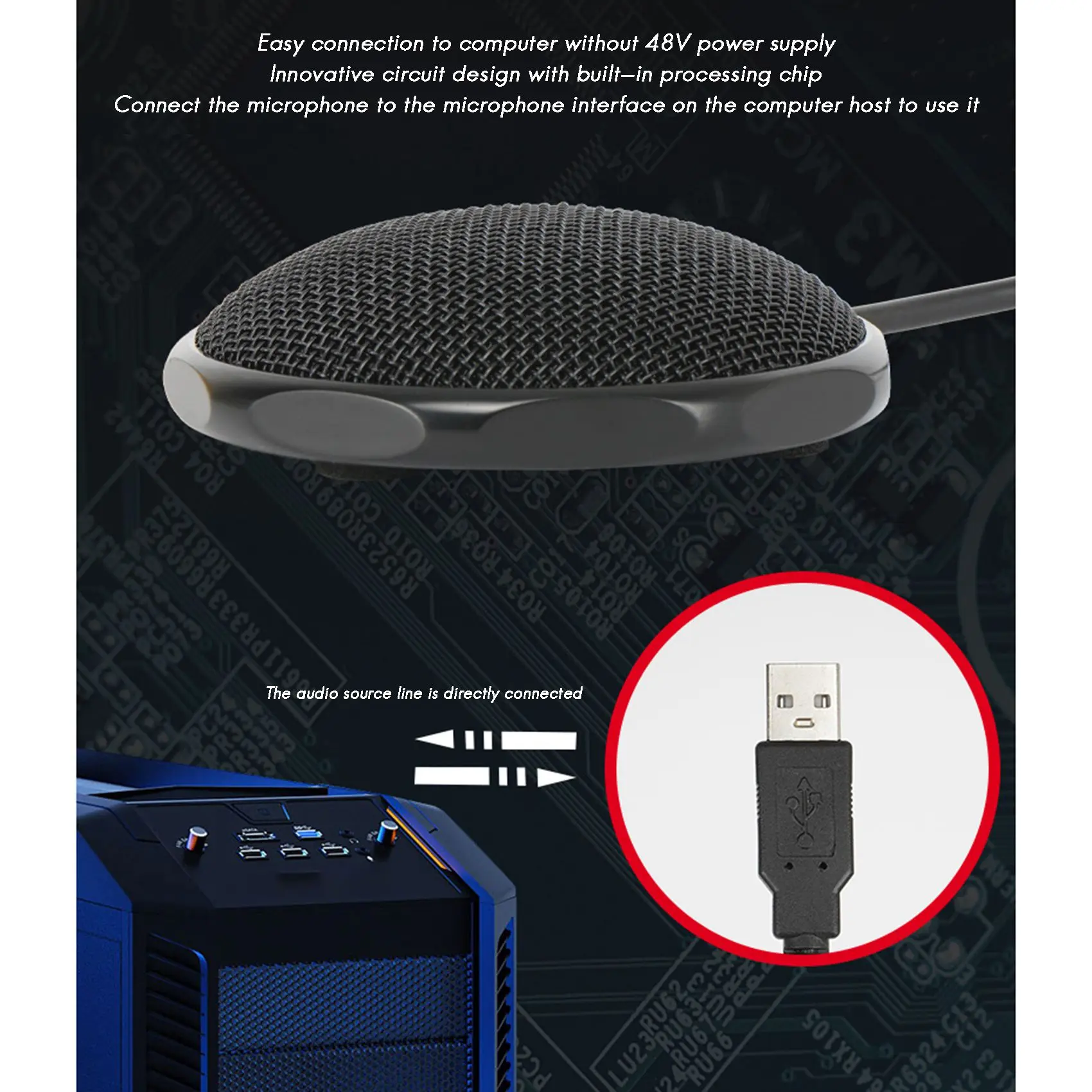 Condenser Microphone USB Microphone Computer Mic for Business Conference PC Laptop Live Broadcast Voice Pickup