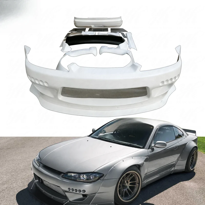 Yuhang High Quality FRP Rocket Bunny Kit For S15 Silvia Front Lip Fender Diffuser Spoiler Perfect Fitment