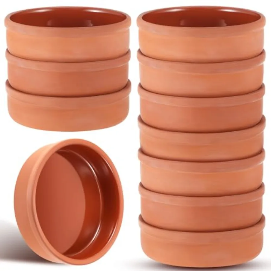 

Pcs Mexican Clay Bowls Set, 4.3" Terracotta Traditional Clay Cooking Pots, Pottery Plates, Serving Dish, Platos De Barro Mexica