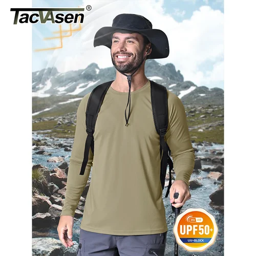 Imagen 2 del producto TACVASEN-camisetas de protección solar UPF 50 + para hombre, camisetas atléticas de manga larga de secado rápido, camisetas deportivas de rendimiento