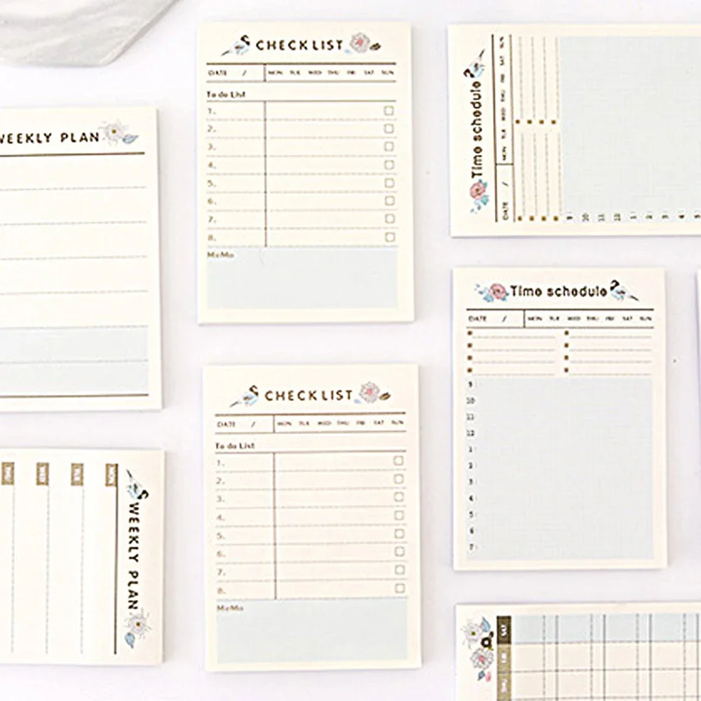 60 Sheets Memo Pad Weekly/Monthly Plan Study Schedule Portable Notepad Stationery School Office Supplies