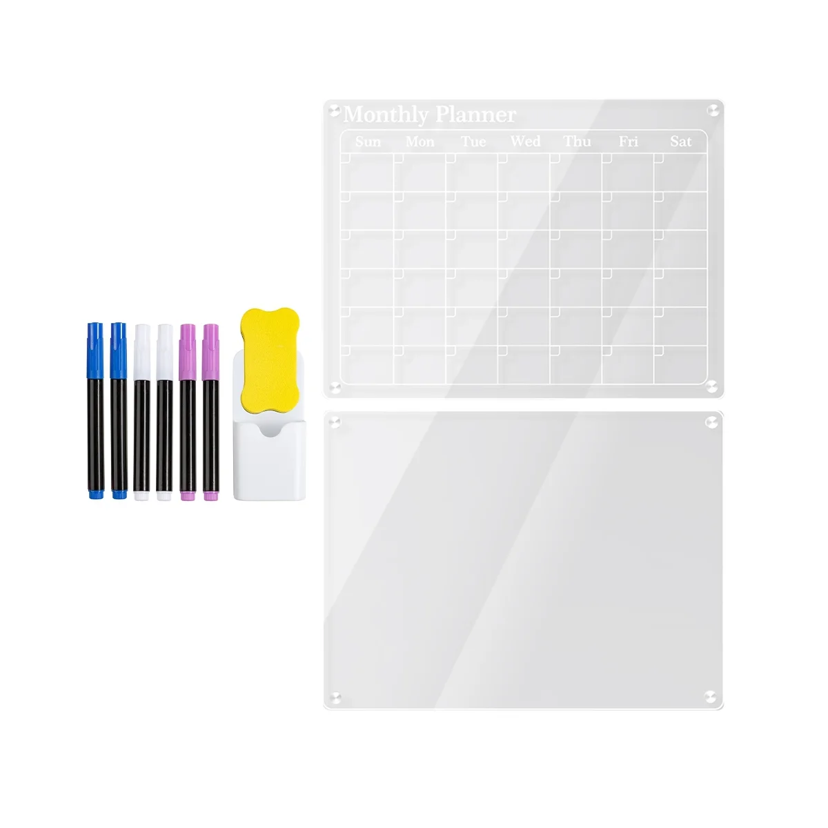 1 Set 16X12Inch Clear Magnetic for Fridge, Clear Board Dry Erase Fridge for Reusable Planner with Dry Erase Markers