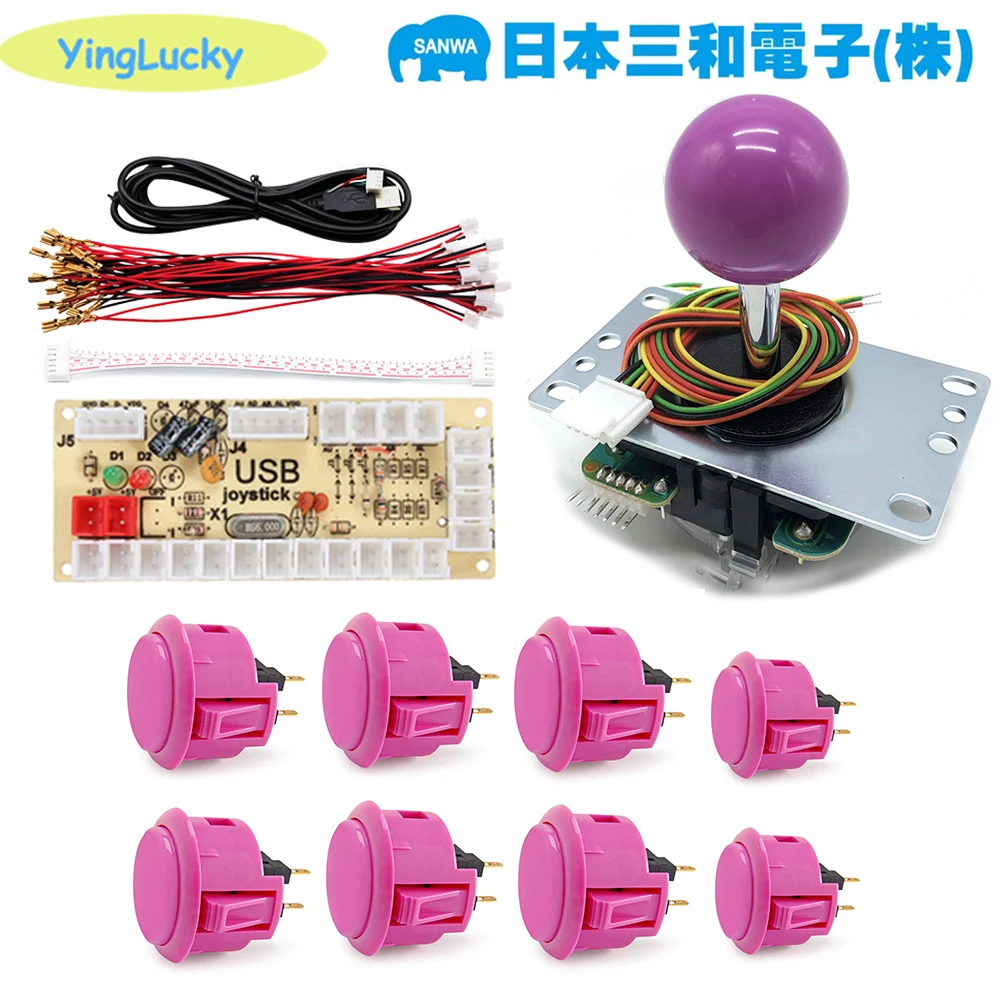 JapanArcade Sanwa Kit Zero Delay ARCADE USB Encoder Joystick Arcade dengan obpf 30MM tombol Joystick untuk PC PS2 PS3 PI