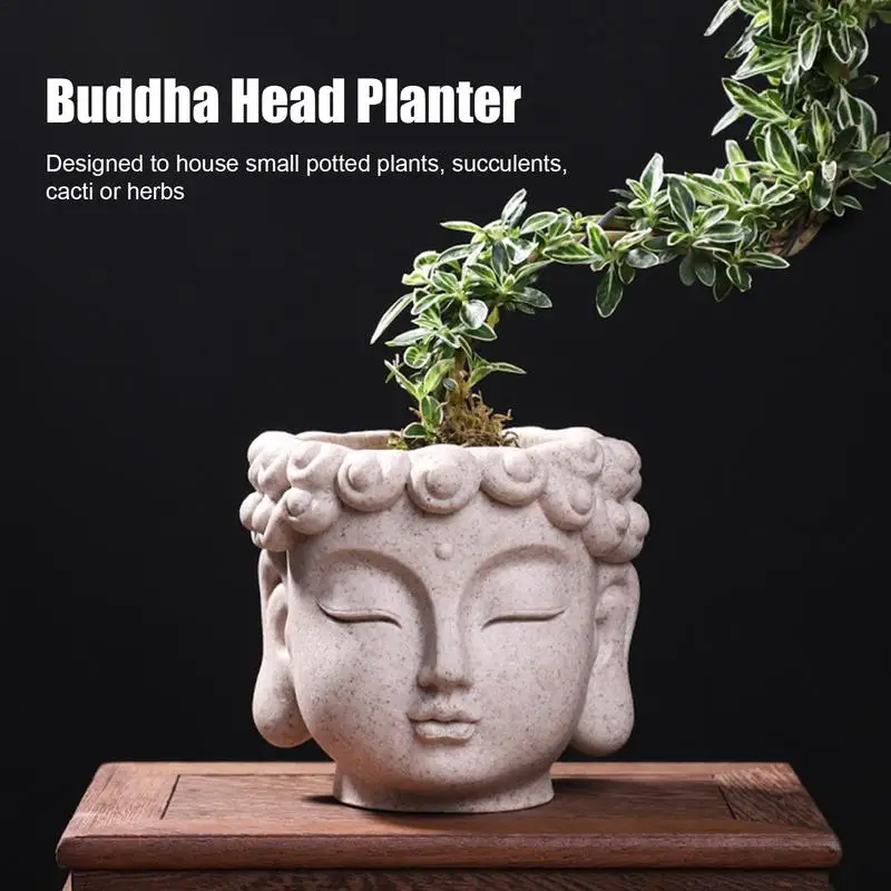 

Face Head Planter Buddha Succulent Plant Flower Pot Buddha Head Plant Pot Resin Smiling Face Planter Flower Pot With Drain Holes