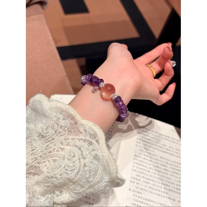 Original natural amethyst septum white crystal ox nostril bracelet nine purple from fire temperament likes fire advanced