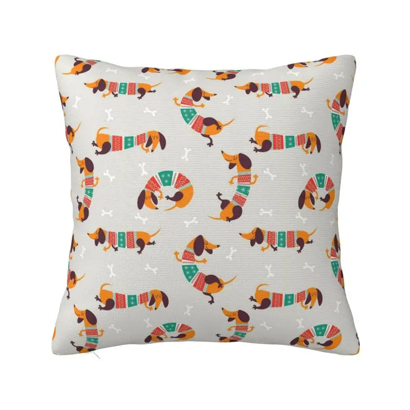 Custom Short Hair Dachshund Cream Sausage Dog Square Pillow Cover Decoration 3D Double Side Printed Cushion Cover