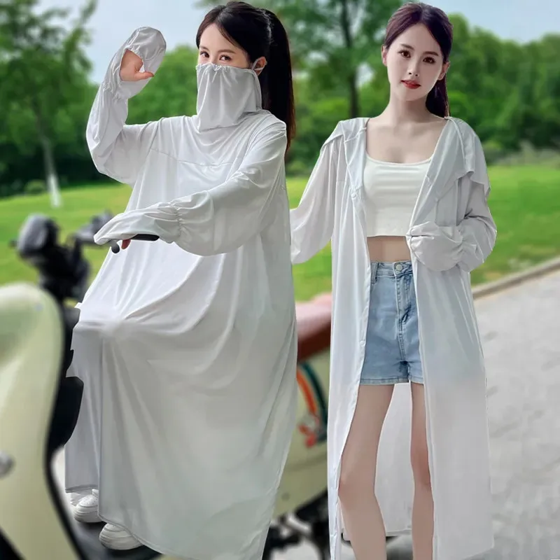 Electric Car Sun Protection Clothing Coat Women Long Breathable UV Protection Outerwear 2024 Summer New Sunscreens Jacket Female